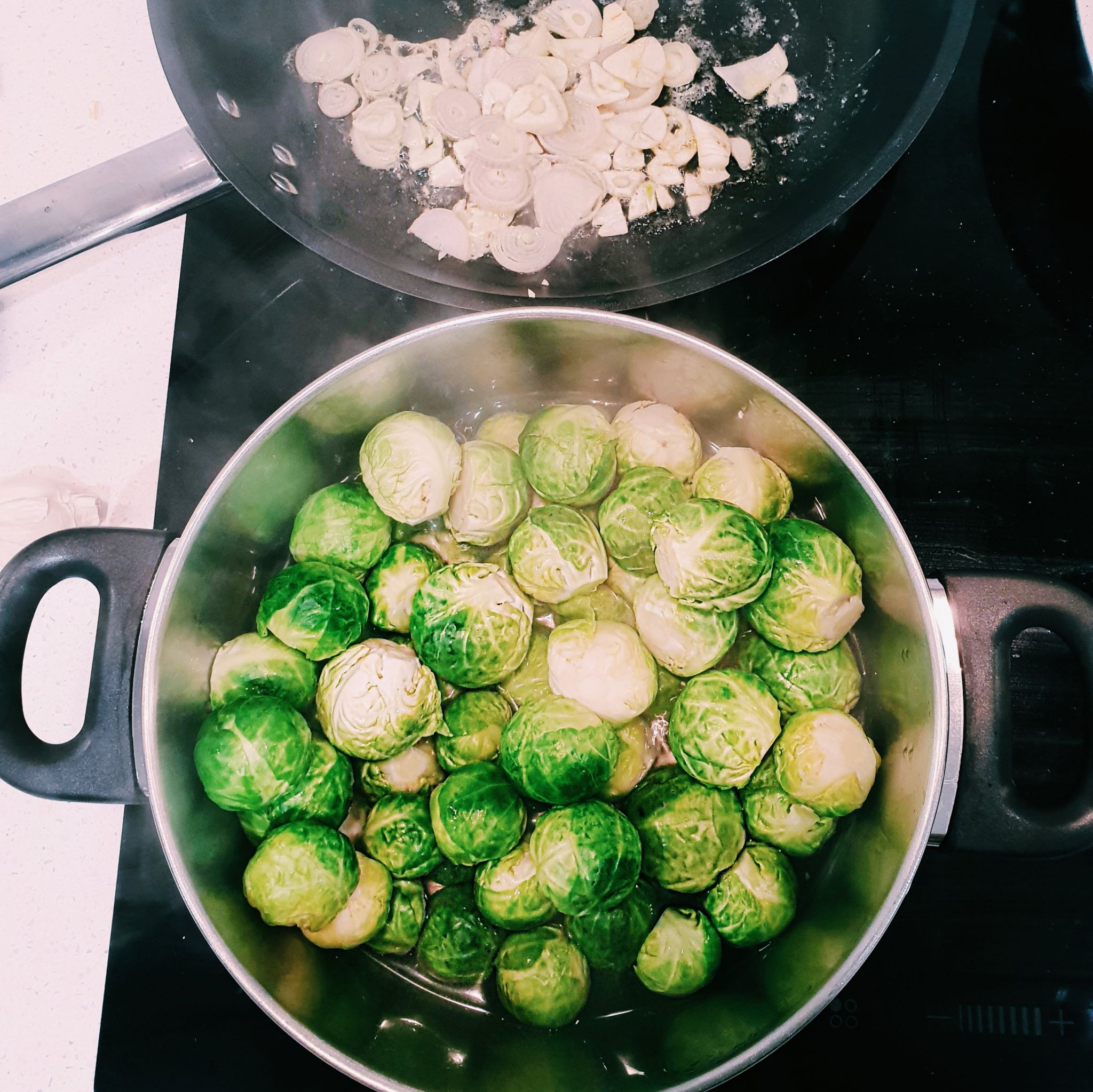 Brussel sprouts in boiling water