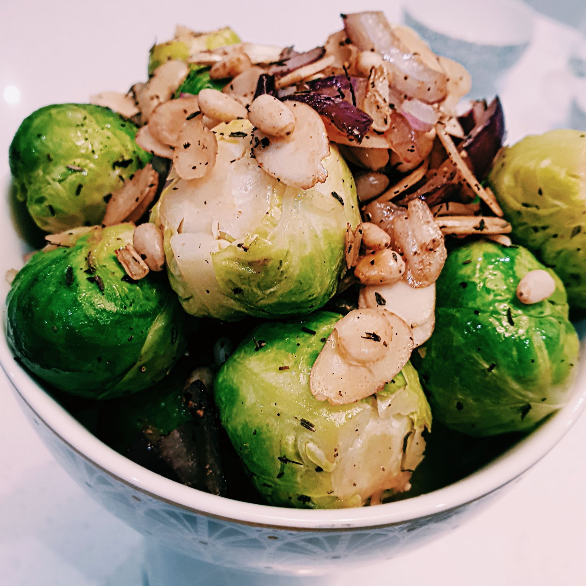 Brussel Sprouts with pine nuts