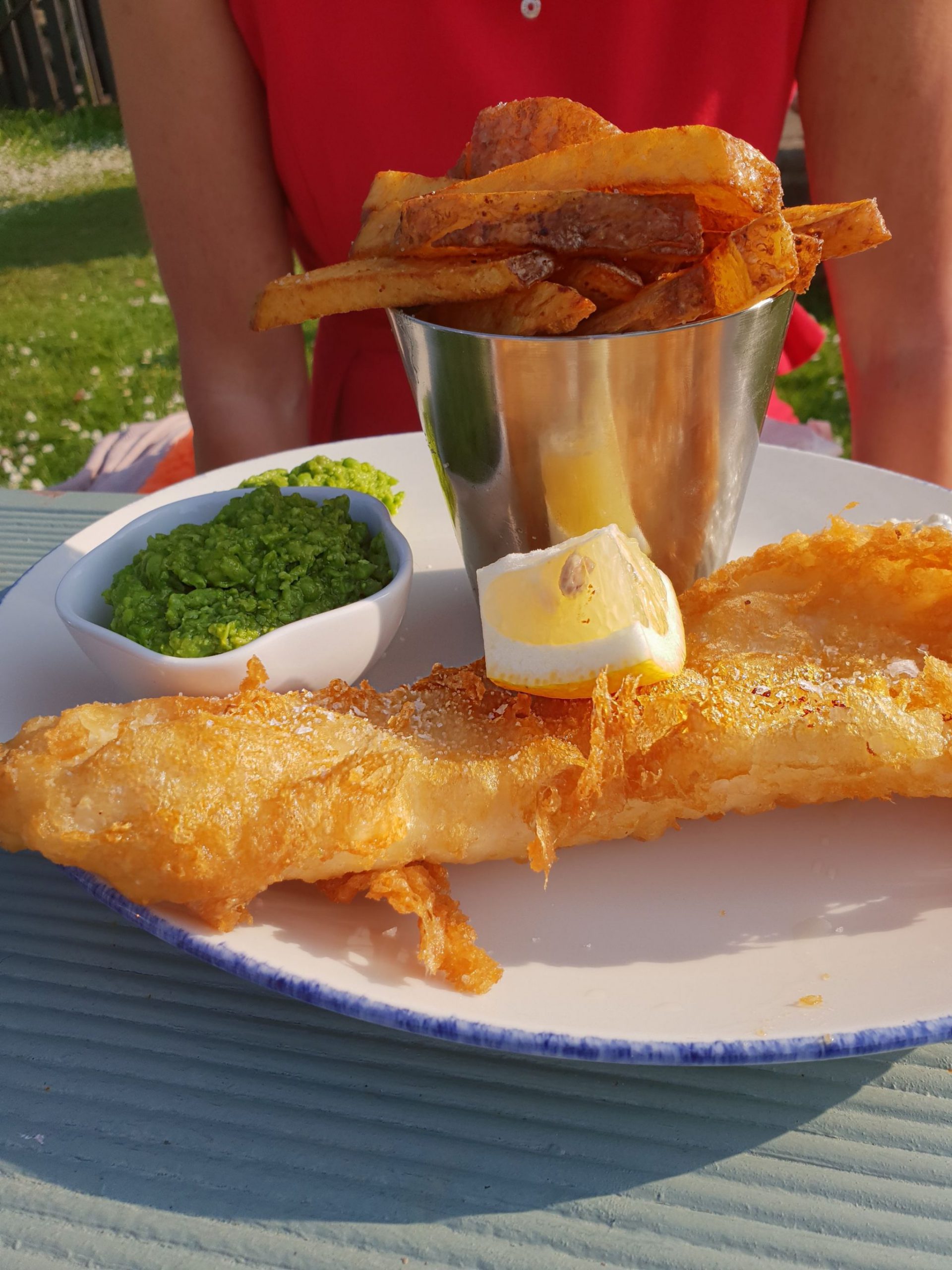 Fish and chips at the lifeboat inn