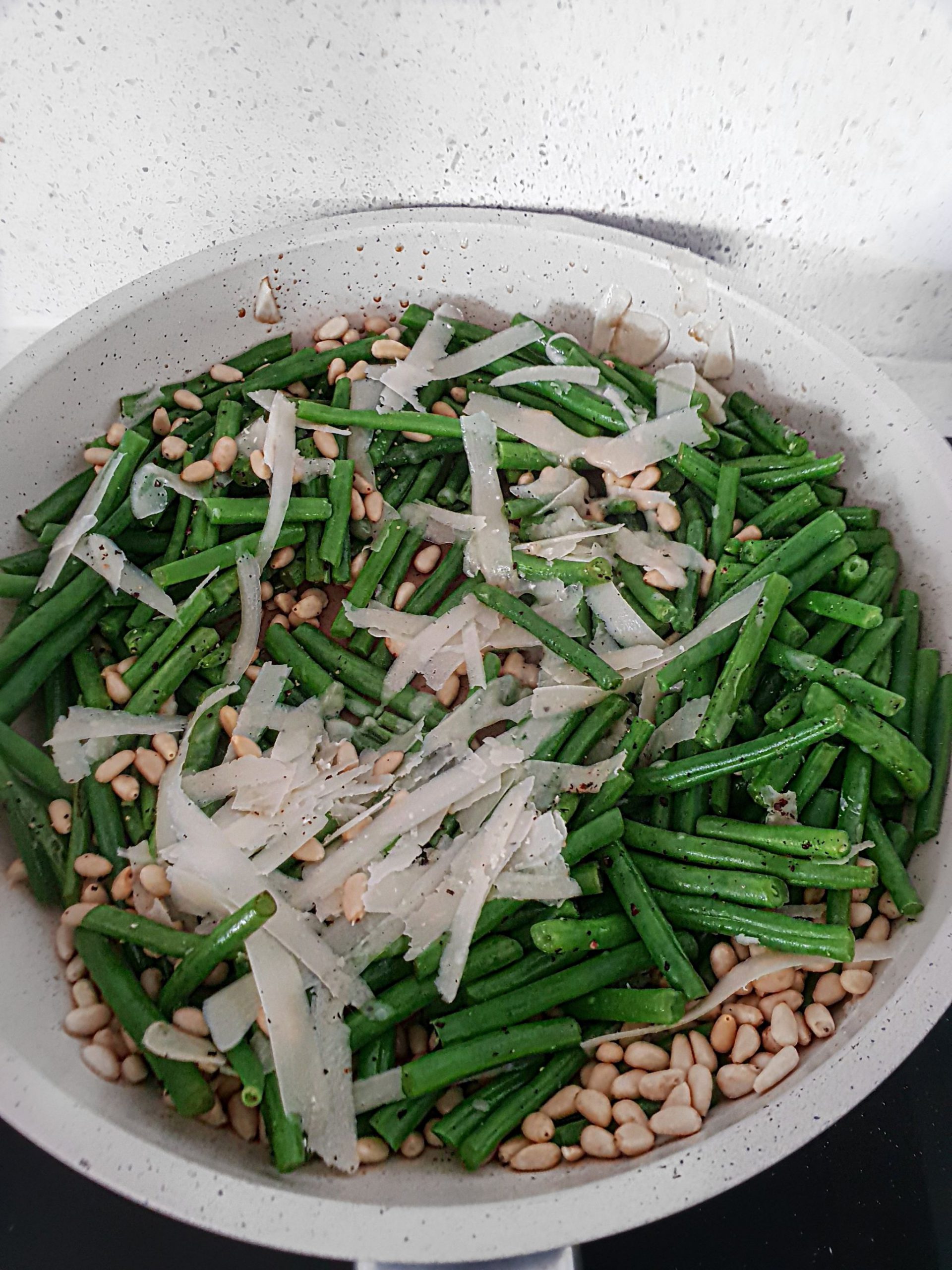 French Beans with parmesan and pine nuts