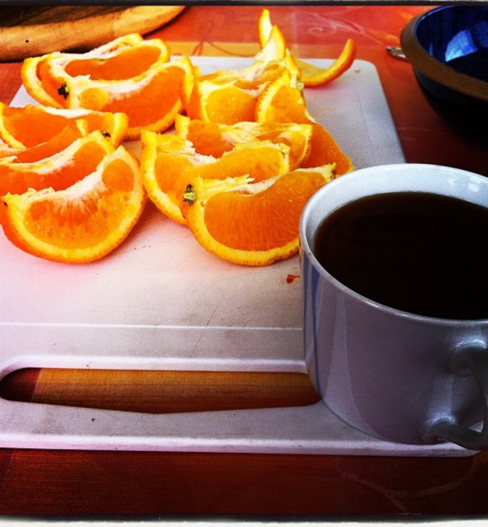 Chopped orange segments for lunch